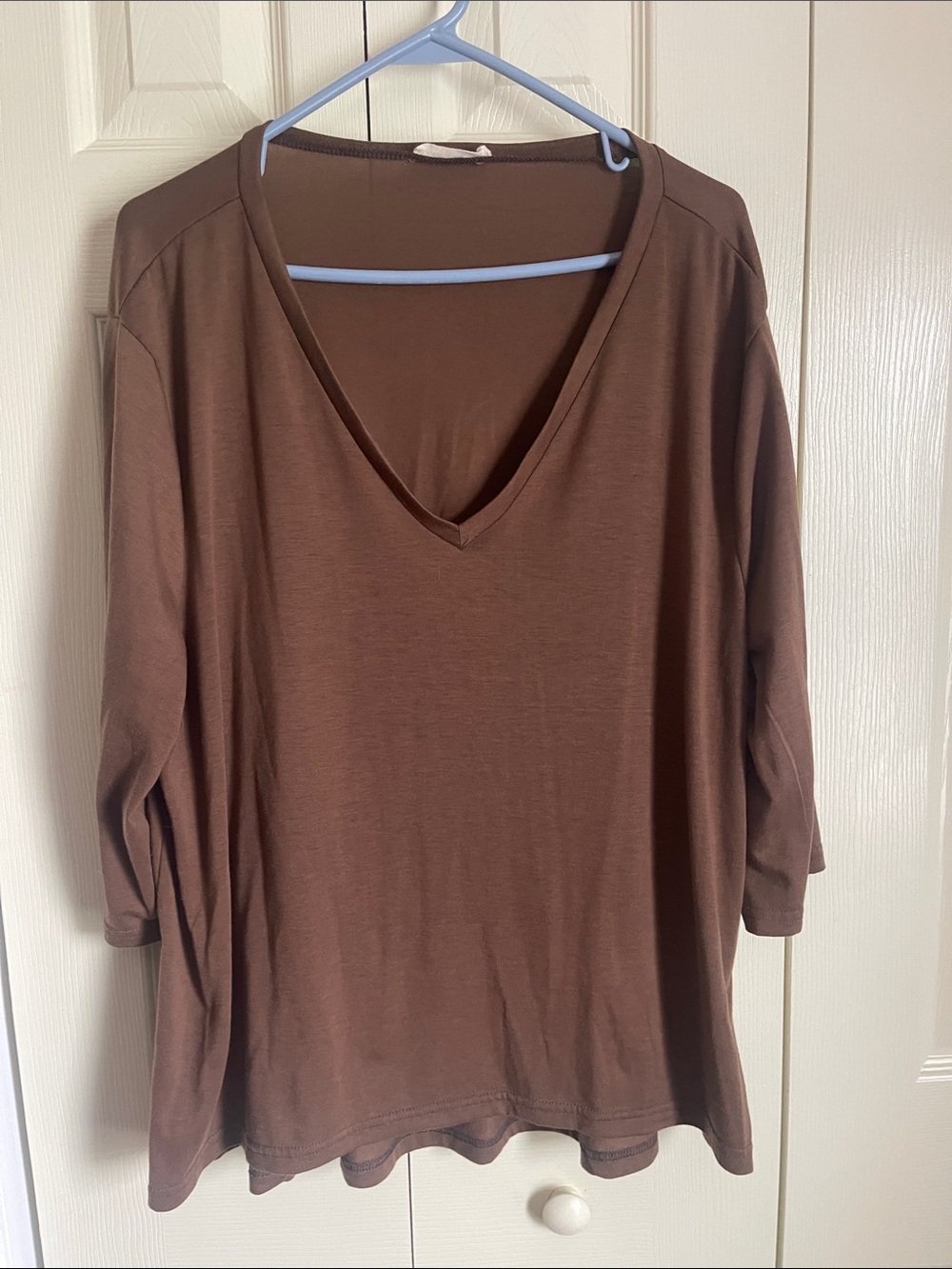 Women's V-Neck Long Sleeve Top in Chocolate Brown with Matching Pants